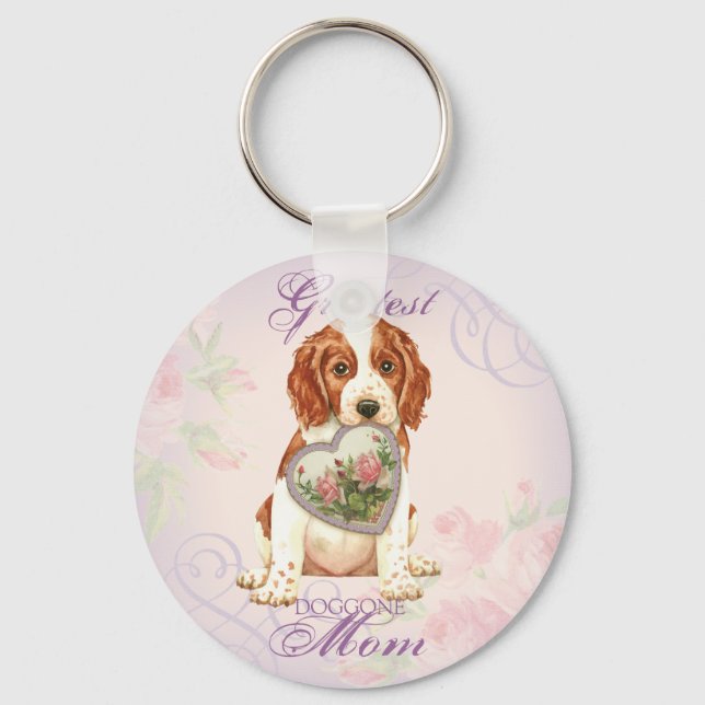 Chaveiro Welsh Springer Spaniel Heart Mãe (Frente)