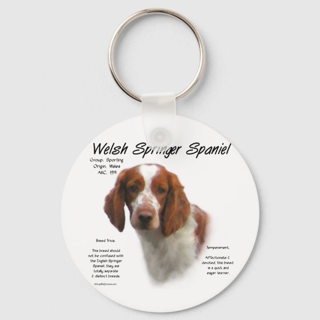 Chaveiro Welsh Springer Spaniel History Design (Frente)