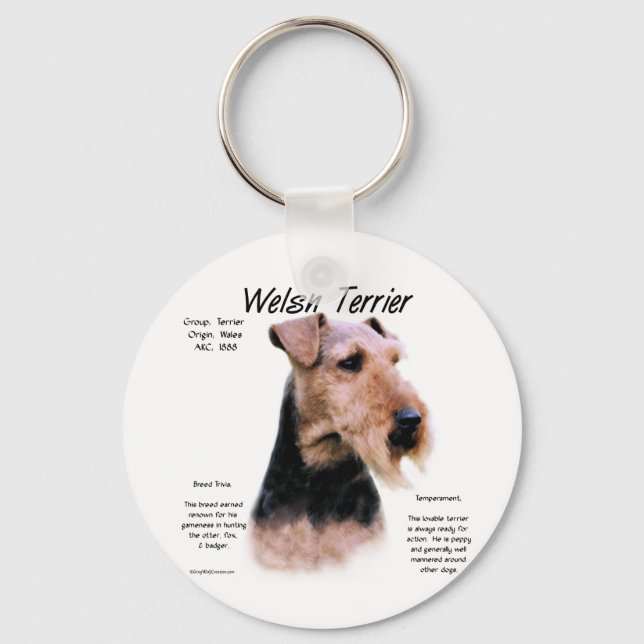 Chaveiro Welsh Terrier History; Sobre Welsh Terriers (Frente)