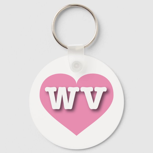 Chaveiro West Virginia Pink Heart - Eu amo WV (Frente)