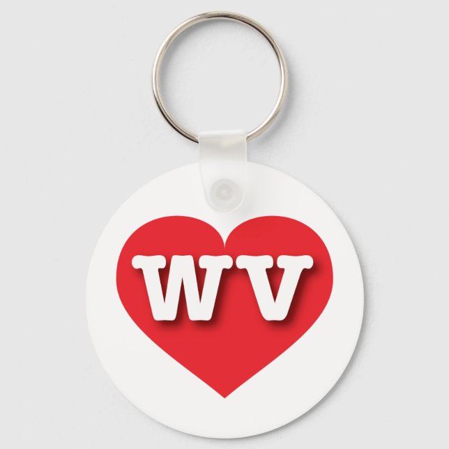 Chaveiro West Virginia Red Heart - Eu amo WV (Frente)