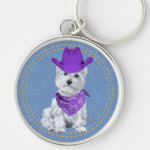 Chaveiro Westie Cowboy em Denim