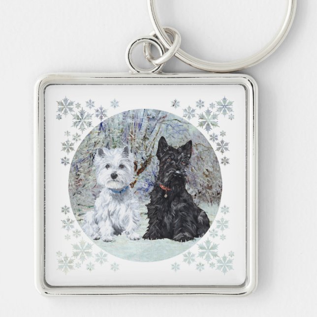 Chaveiro Westie e Scottie em Paisagem Nevada (Frente)