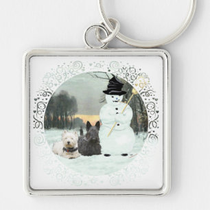 Chaveiro Westie & Scottie Constroem um Boneco de Neve