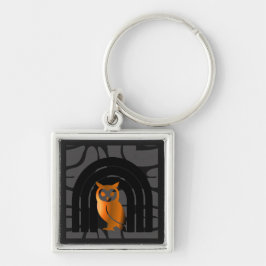 Chaveiro Whimsical Boho Owl & Tropical Monstera Leaf