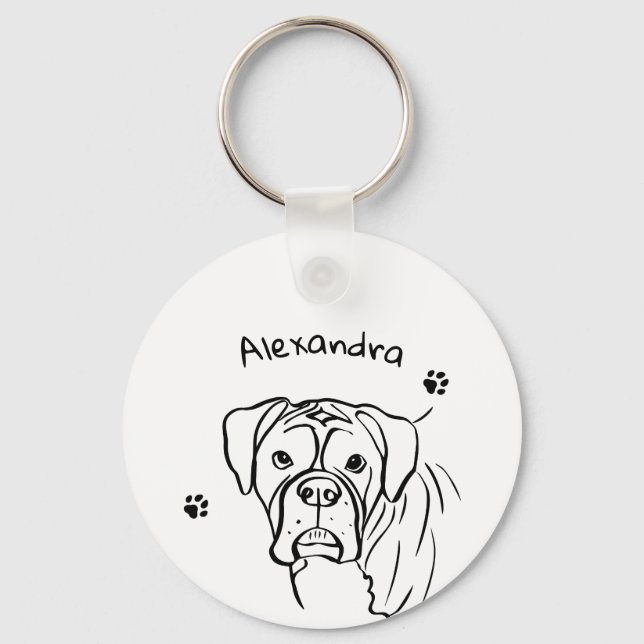 Chaveiro Whimsical Boxer: Texto Editável (Frente)