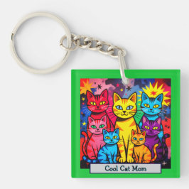 Chaveiro [Whimsical Cats] Colorful Pop Art Personal Photo 