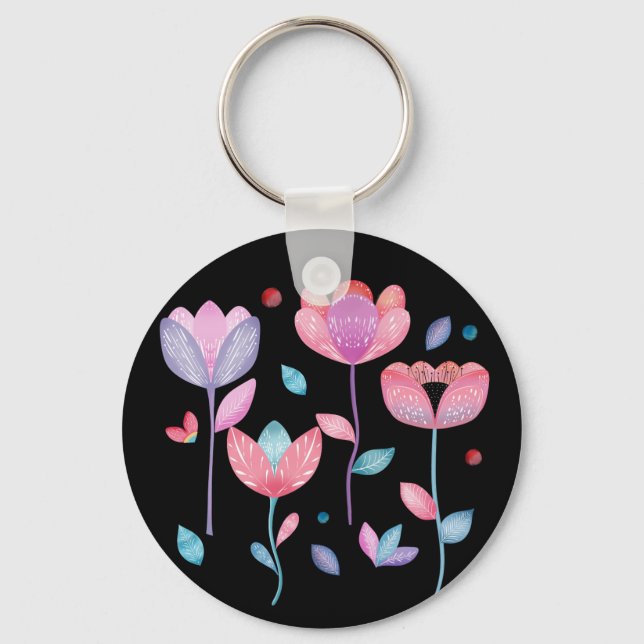Chaveiro Whimsical Flowers  (Frente)