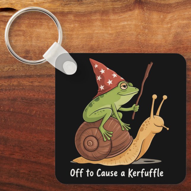 Chaveiro Whimsical Frog Wizard Off to Cause A Kerfuffle  (Frente)
