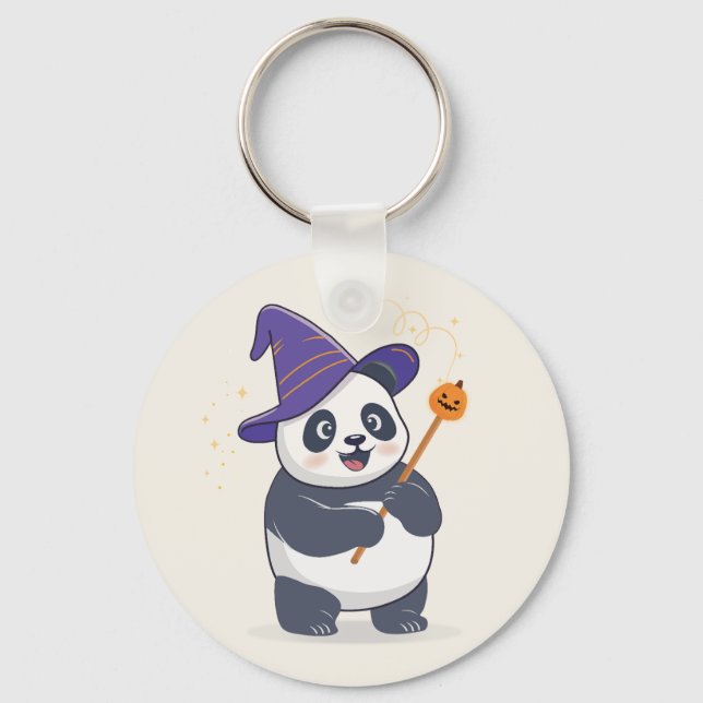 Chaveiro Whimsical Panda Wizard with Magic Hat (Frente)