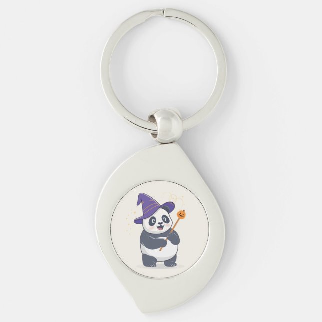 Chaveiro Whimsical Panda Wizard with Magic Hat (Frente)