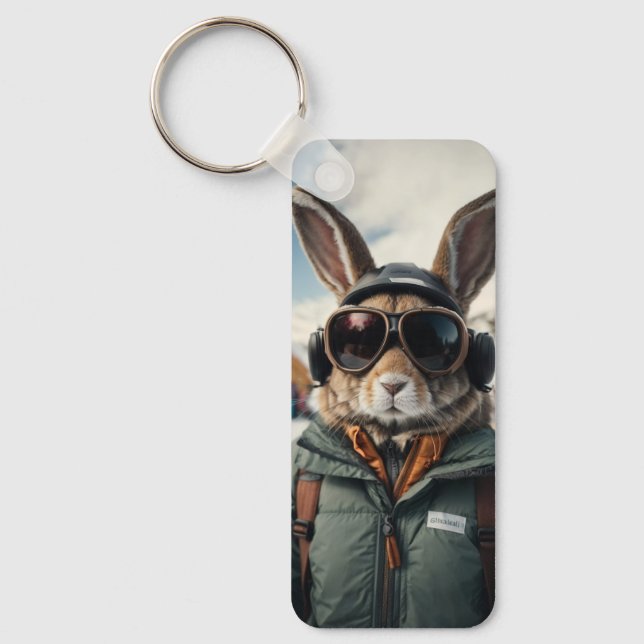 Chaveiro Whimsical Snowboard Bunny (Frente)
