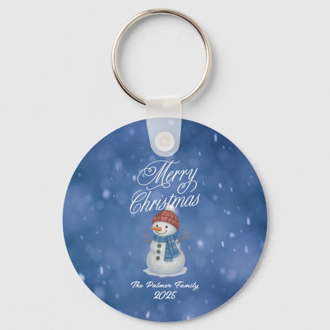 Chaveiro Whimsical Snowman Feliz Natal (Frente)