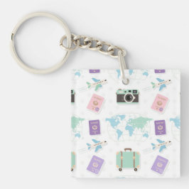 Chaveiro Whimsical Travel Doodle Keychain – Cute Adventure
