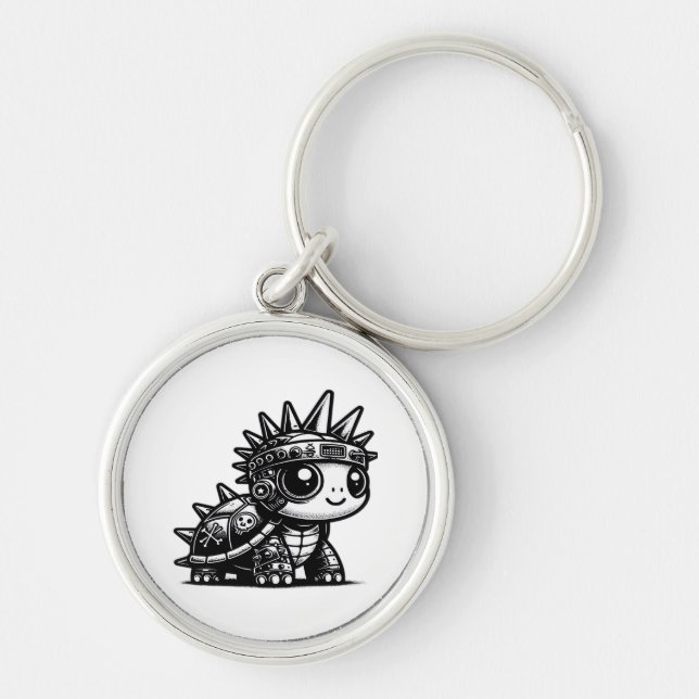 Chaveiro Whimsigoth Cyborg Turtle Vintage Art Design (Frente)