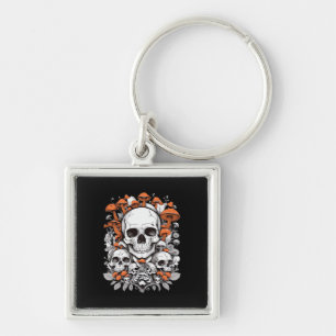 Chaveiro Whimsigoth Skulls & Mushroom Vintage Botanic Ae