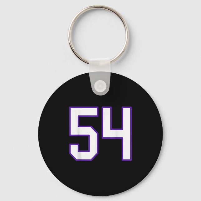 Chaveiro White E Purple Número 54 Jersey Player Uniforme # (Frente)