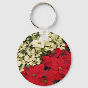Chaveiro White e Red Poinsettias I Feriado Floral