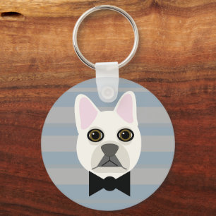 Chaveiro White French Bulldog, Stripes