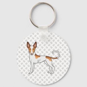 Chaveiro White & Red Ibizan Hound Smooth Coat Dog And Paws