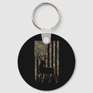 Chaveiro Whitetail Buck Deer Hunting American Flag Camoufla