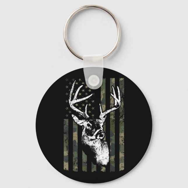 Chaveiro Whitetail Buck Deer Hunting EUA Camouflage América (Frente)