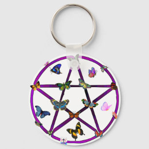 Chaveiro Wiccan Star e Butterflies