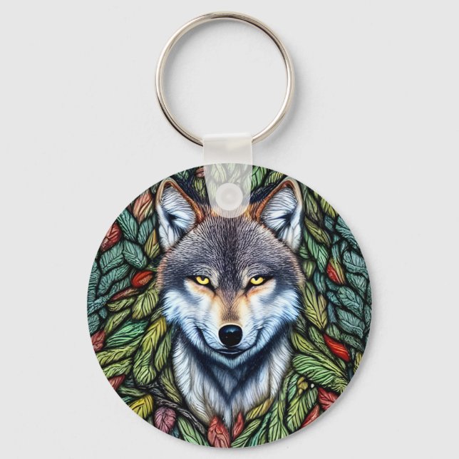 Chaveiro Wilderness Woodland Predator Wolf (Frente)