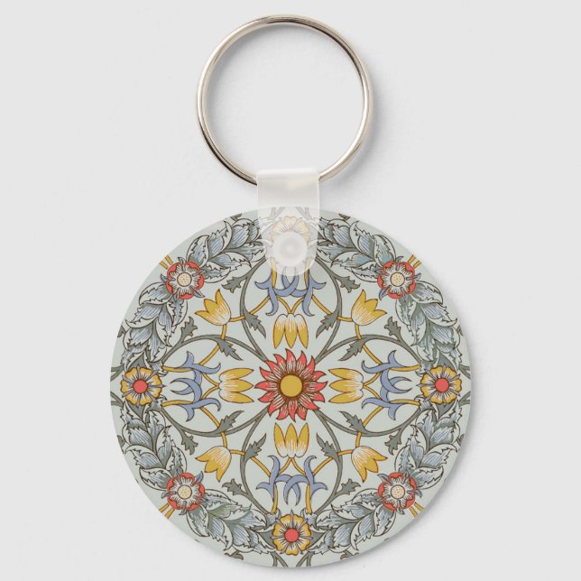 Chaveiro William Morris Floral Circle Flower Illustration (Frente)