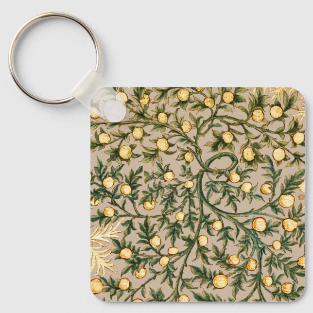 Chaveiro William Morris Floral Frutas Jardim Flor Clássico (Frente)