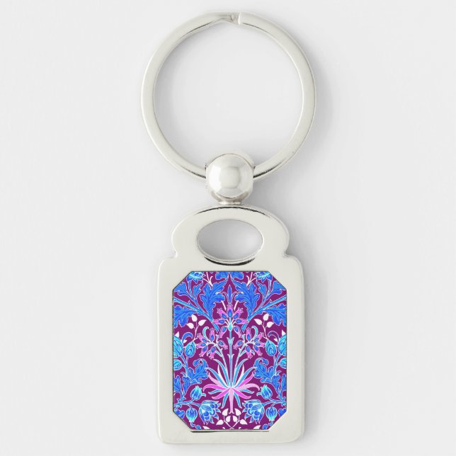 Chaveiro William Morris Hyacinth Impressão, Aqua e Purple (Frente)