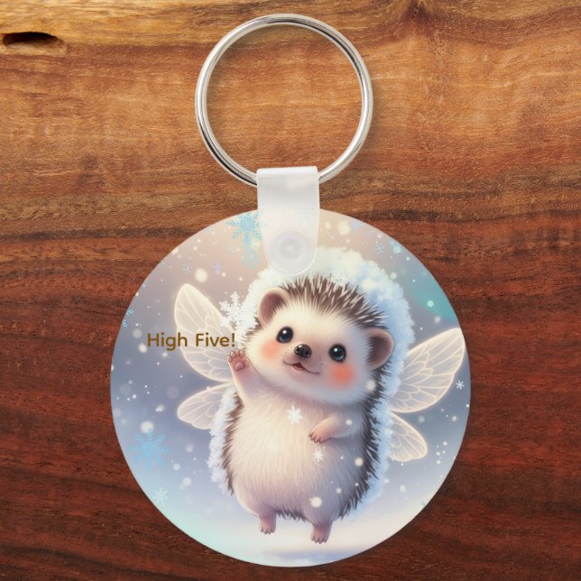 Chaveiro Winter Fairy Hedgehogs  – Cute Snowflake  (Verso)
