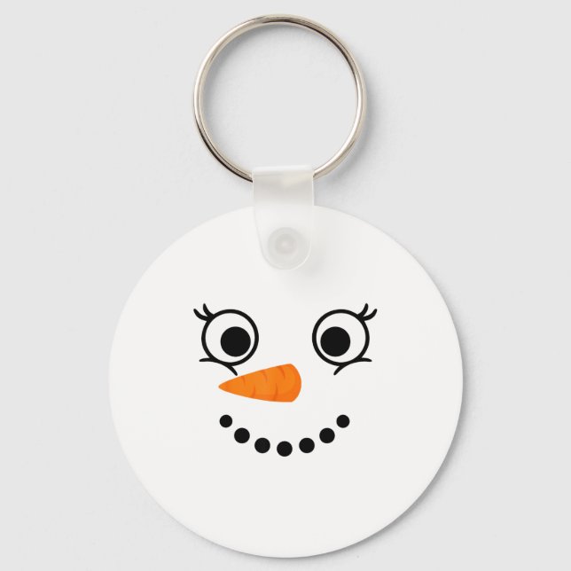 Chaveiro Winter Snowman Face Eyelashes Christmas Xmas Fun D (Frente)
