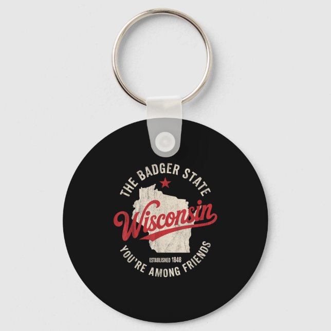 Chaveiro Wisconsin Badger State Retro Star Men Crianças B (Frente)