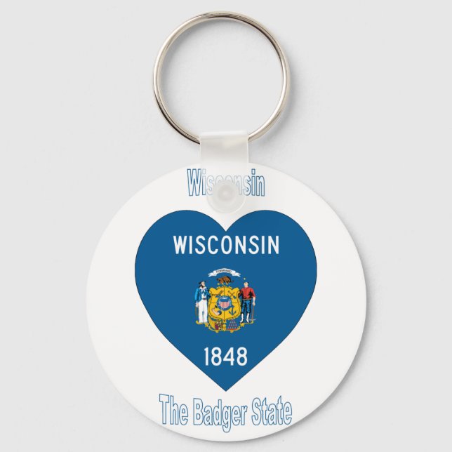 Chaveiro Wisconsin Flag Heart (Frente)