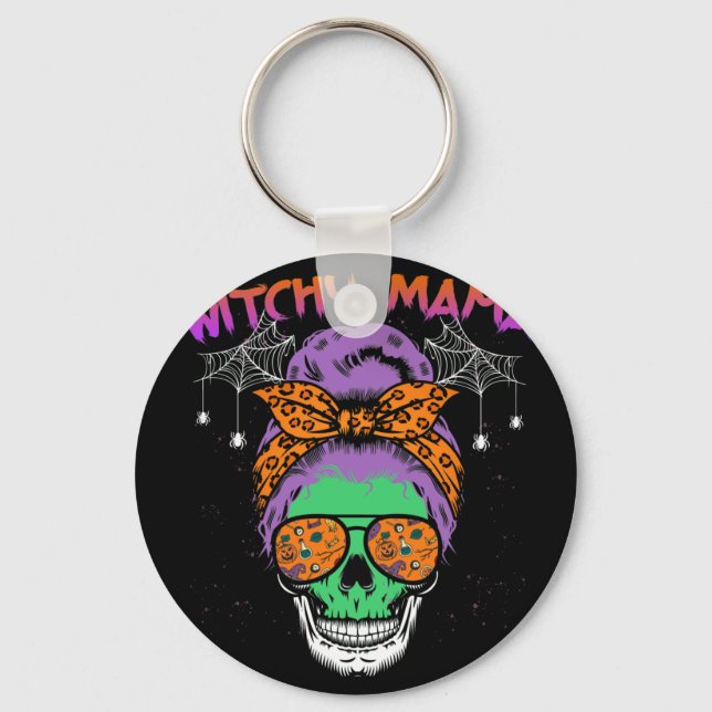 Chaveiro Witchy Mama Halloween Skull Bruxa Mãe (Frente)