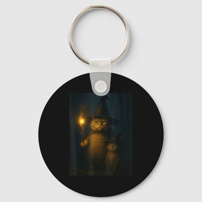 Chaveiro Wizard Cat Weird Funny Halloween Cat Meme  (Frente)