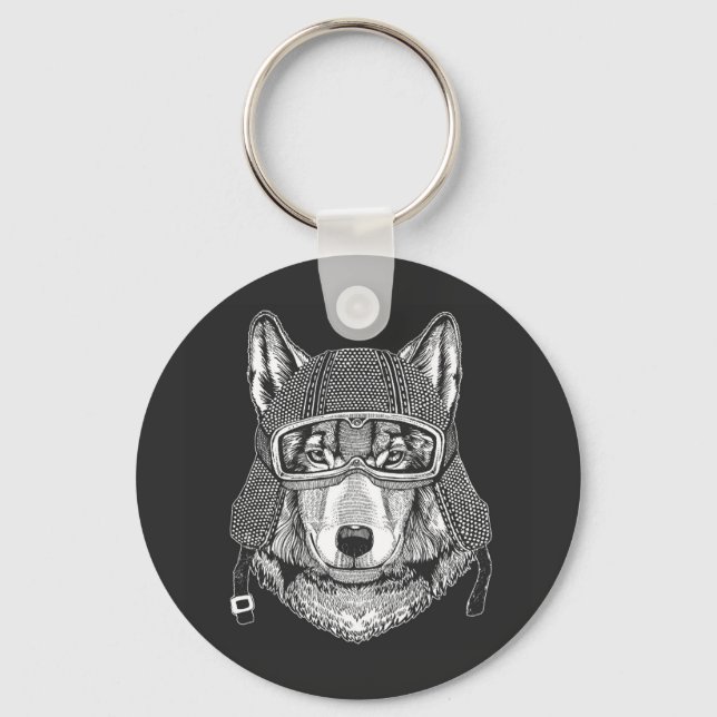 Chaveiro Wolf Dog Motorcycle Rider (Frente)
