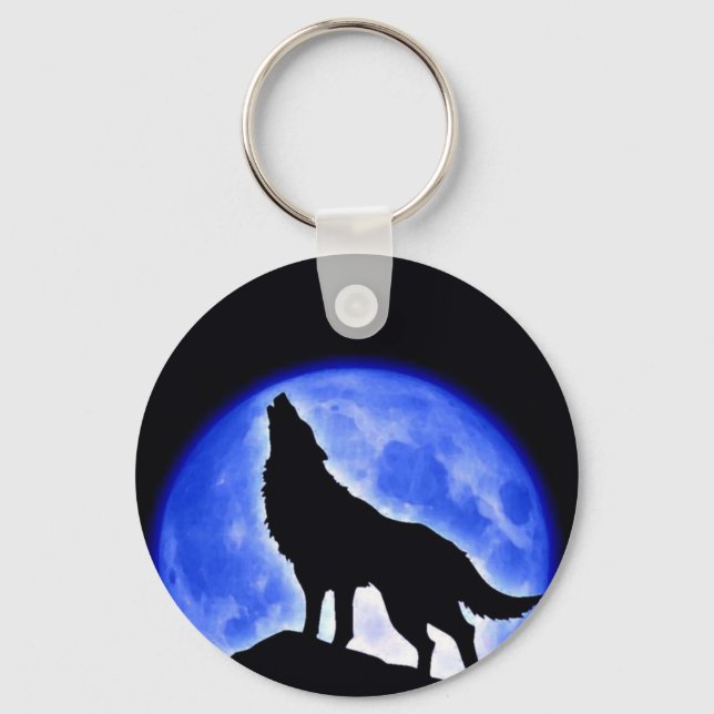 Chaveiro Wolf Howling na Lua (Frente)