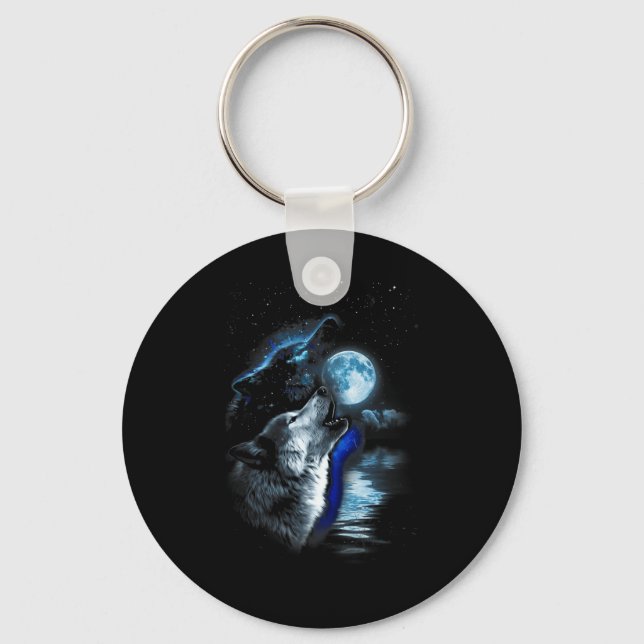 Chaveiro Wolf Moon Lake Wolf Howling Full Moon Wolf Graphic (Frente)