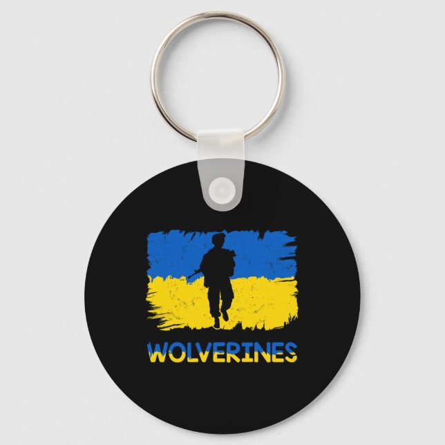 Chaveiro Wolverines Apoiam a Ucrânia Apoiam a Ucrânia Stand (Frente)