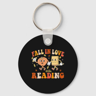 Chaveiro Womens Groovy Fall In Love With Reading Thanksgivi