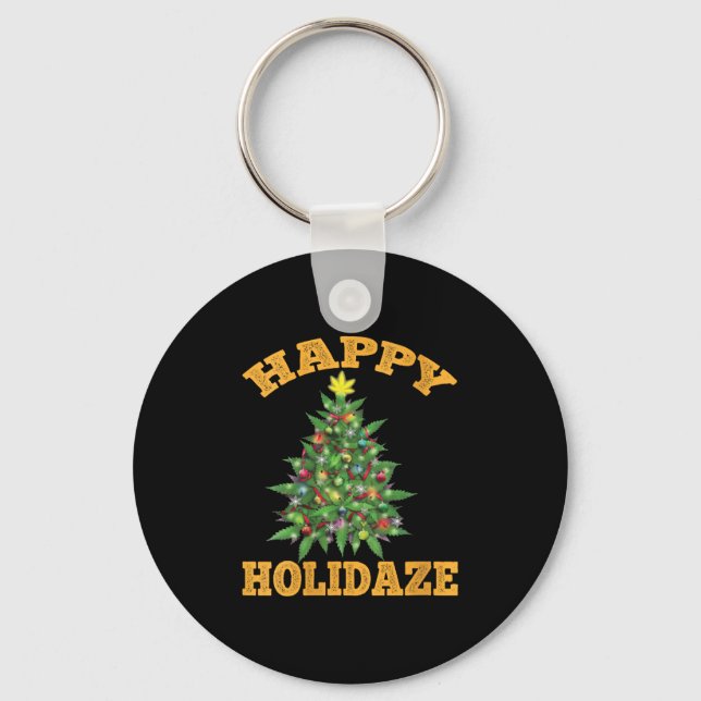 Chaveiro Womens Happy Holidaze Funny Weed Christmas Stoner  (Frente)