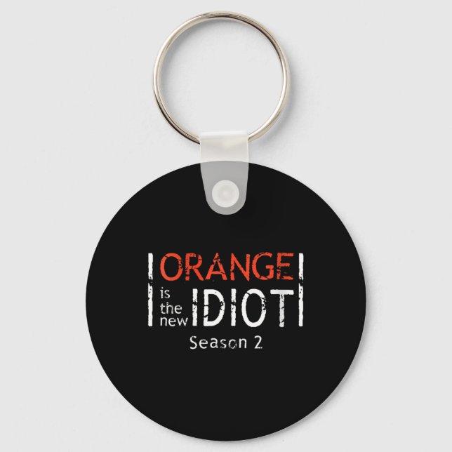 Chaveiro Womens Orange Is The New Idiot Funny Quote V-neck  (Frente)