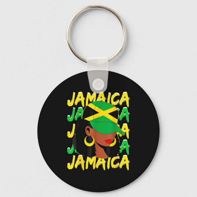 Chaveiro Womens Proud Jamaican Afro Black Woman Jamaica Fla (Frente)