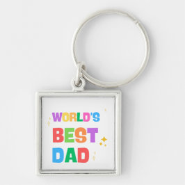 Chaveiro World's Best Dad Colorful Square Metal Keychain