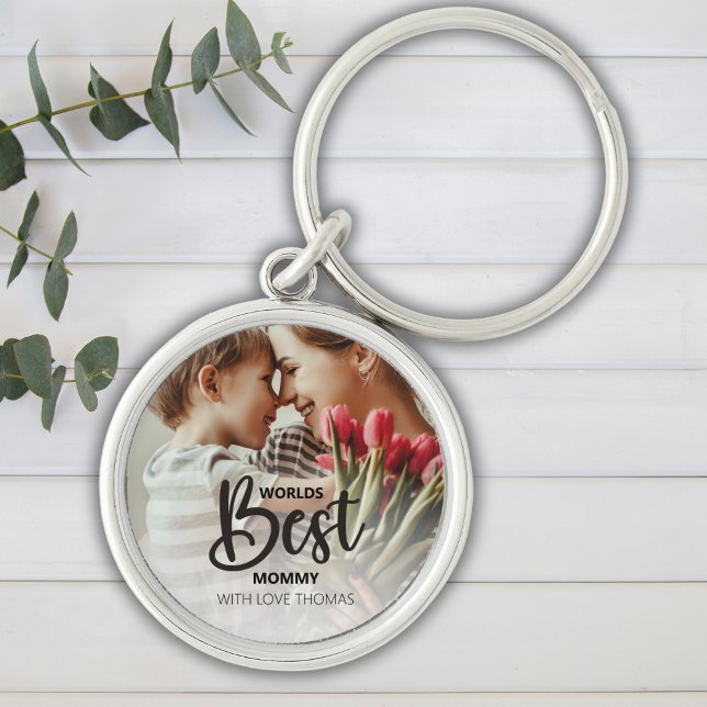 Chaveiro Worlds Best Mommy Photo with White Writing (Criador carregado)