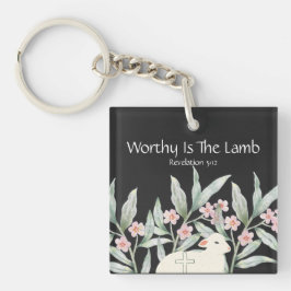 Chaveiro Worthy Is The Lamb Double-Sided Square Keychain