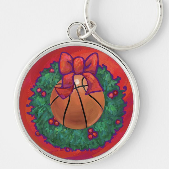 Chaveiro Wreath de Natal Dentro de basquete (Frente)