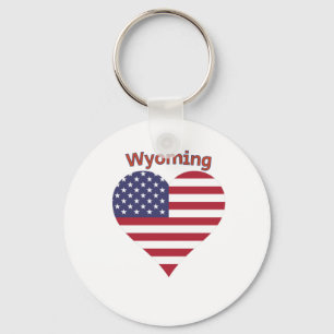 Chaveiro Wyoming American Flag Heart